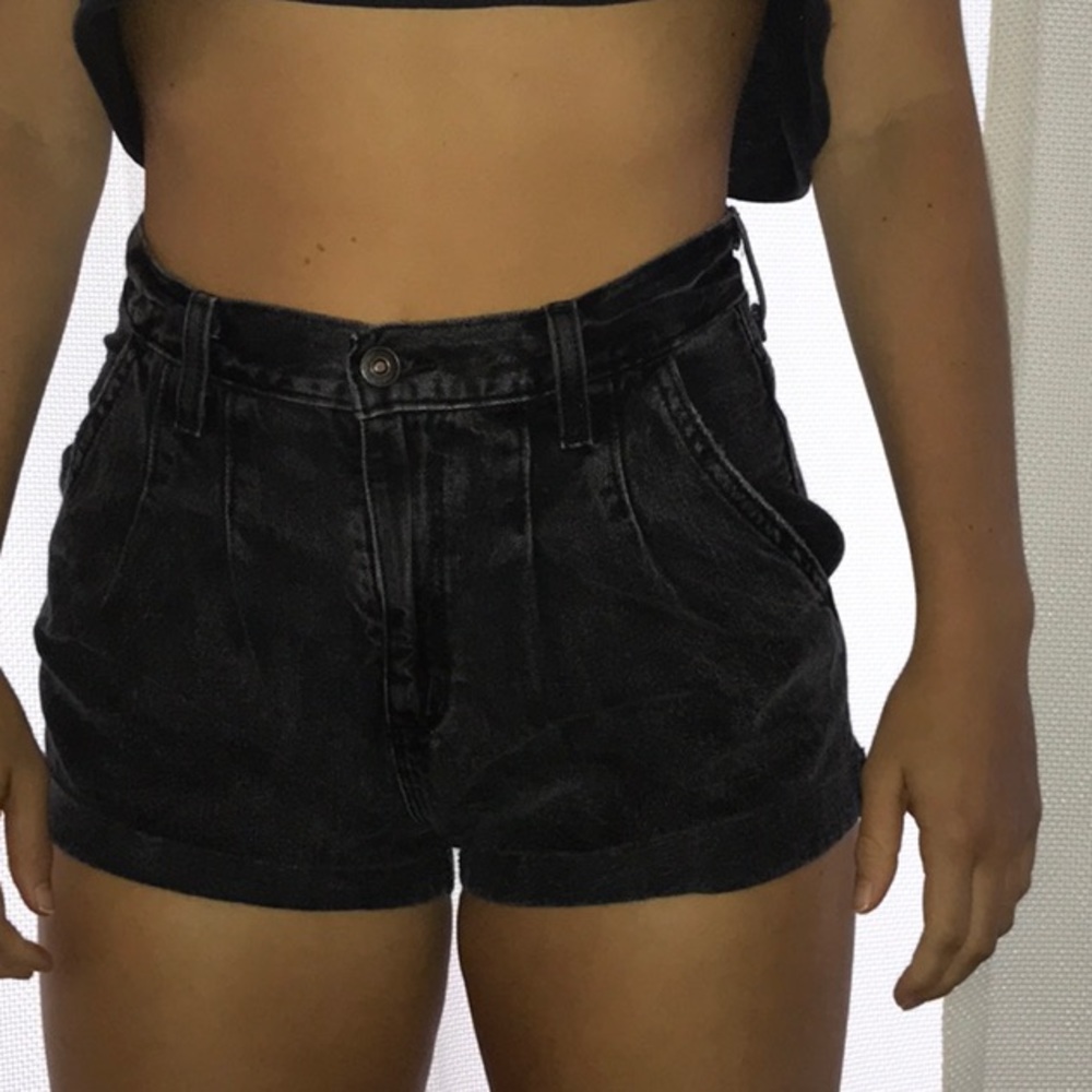 Black denim shorts